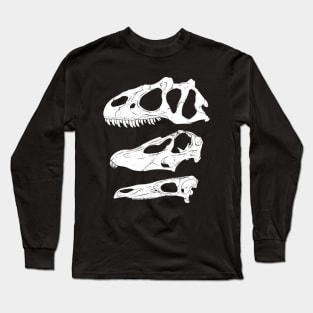 Allosaurus Diplodocus Stegosaurus fossil skulls Long Sleeve T-Shirt